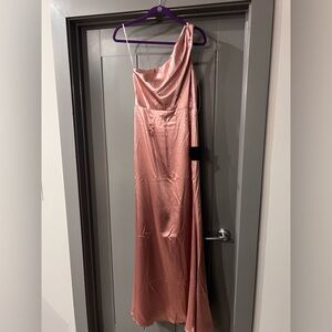 Lulu's Pink One-Shoulder Maxi Dress